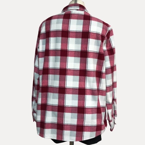 RIDERS By Lee Red & White Plaid Flannel Button Down Shirt Size Large - Picture 2 of 9